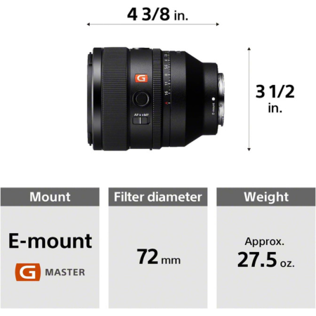 Sony FE 50mm F1.2 GM Full-Frame Large-Aperture G Master Lens Black